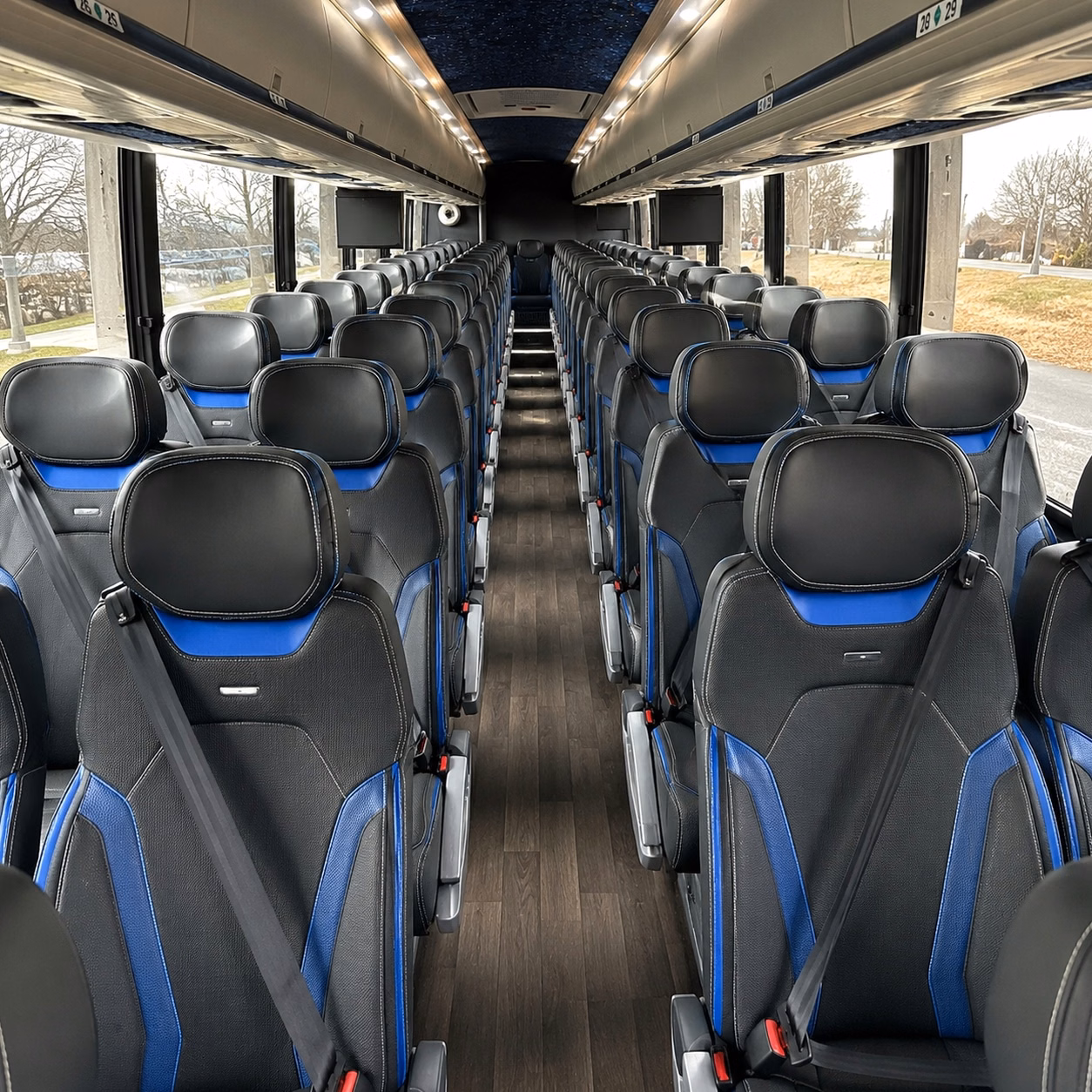 56 passenger charter bus inside